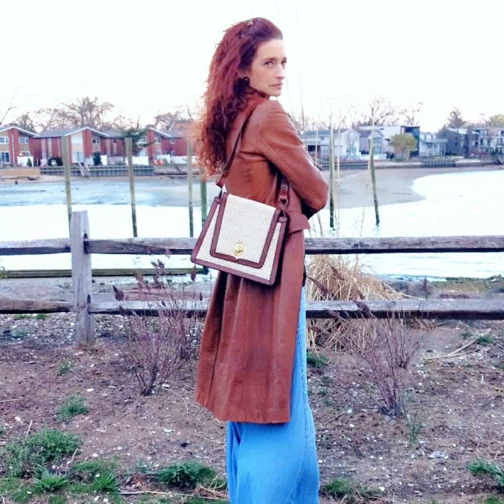 Vintage 1970s Italian Brown Leather Trench Coat